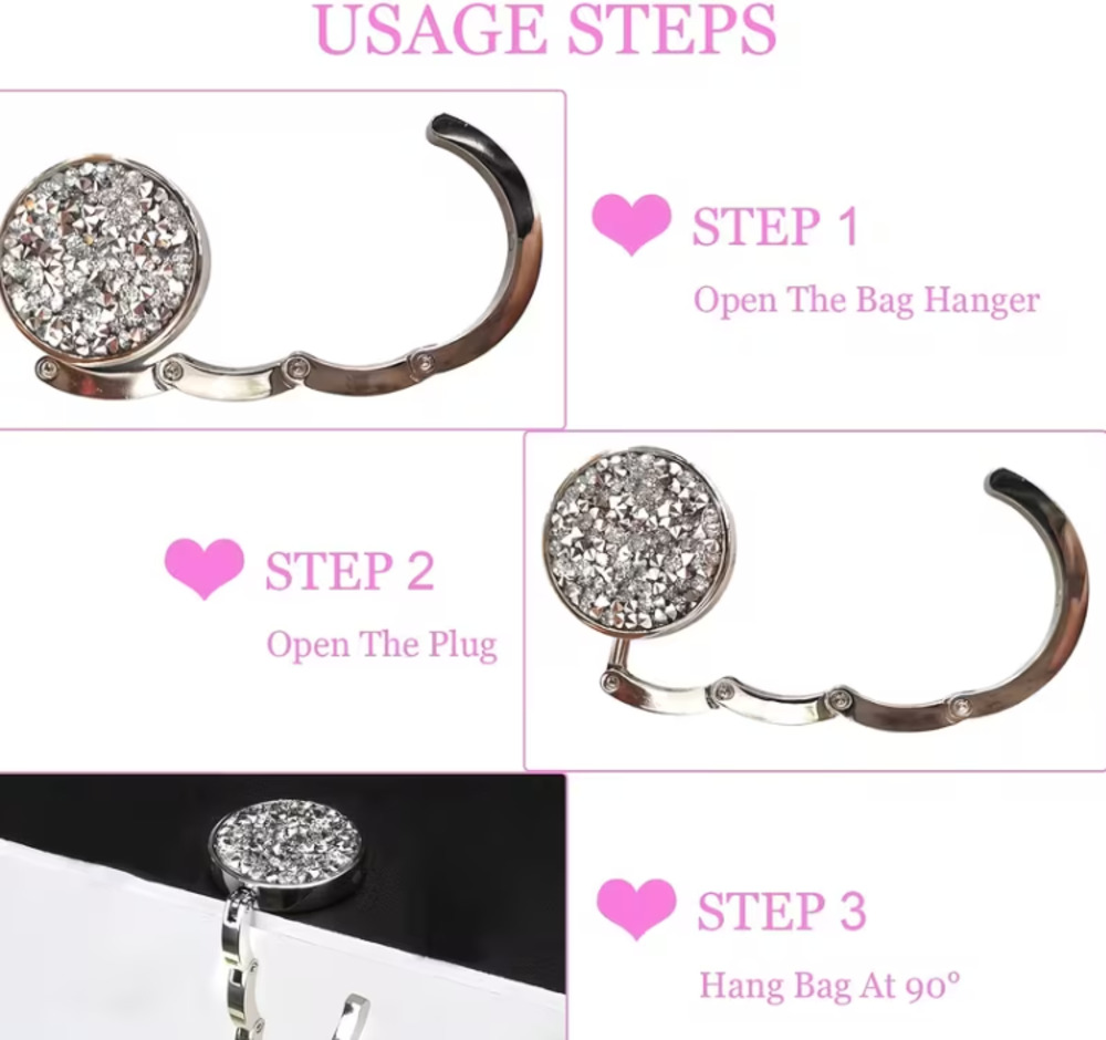 Purse hook for table/shelf